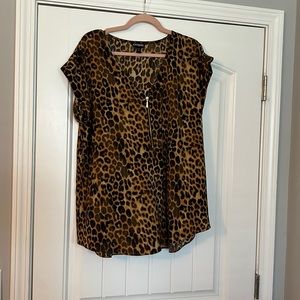 Express short sleeve zip front top